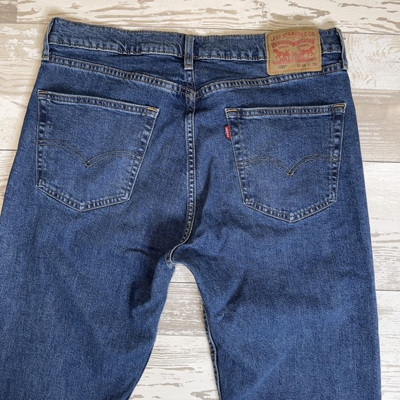 Levis 505 Jeans Mens 34x32 Blue Denim Straight Leg Zip Fly Medium Wash - Picture 12 of 14